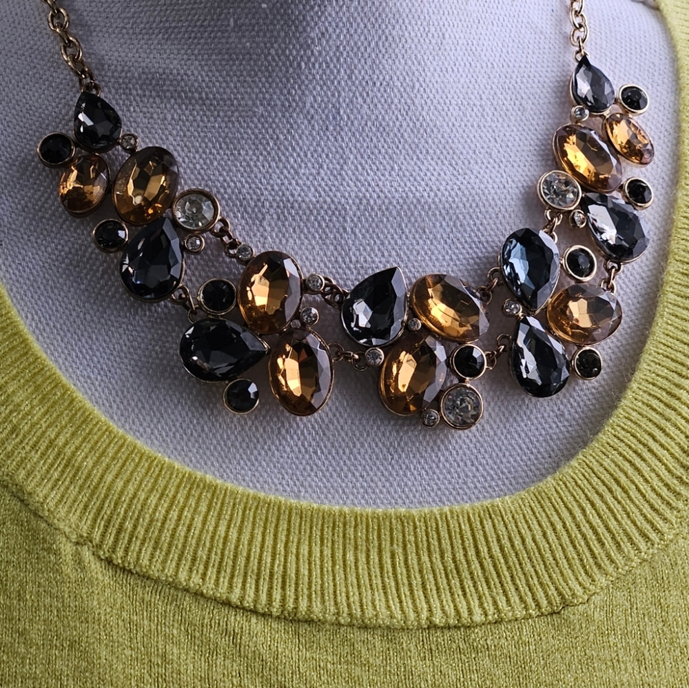 Alfani Gold Tone Crystal Collar Style Statement Necklace, Vintage